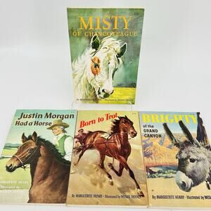 Lot 4 MARGUERITE HENRY Vintage Books Rand McNally Misty Brighty Justin Morgan